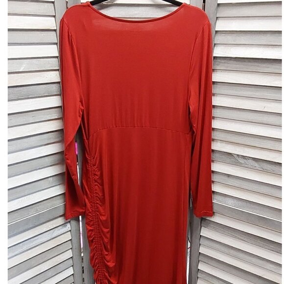 Long Sleeve Rushed Bodycon Maternity Dress | Isabel Maternity | XX Large - Picture 6 of 10